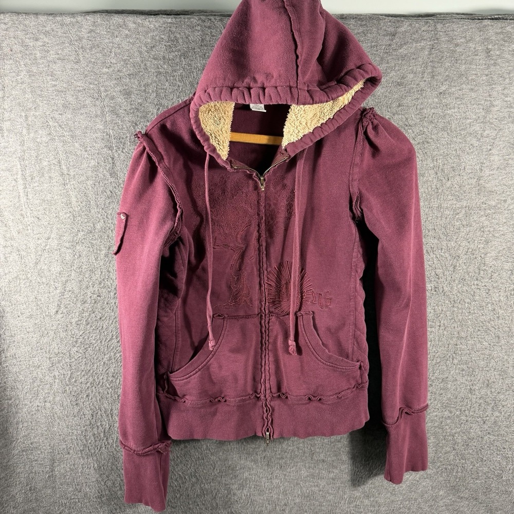 Vintage‎ Y2K Billabong Zip Up Hoodie Women's Size L  Embroidered Nature Grunge